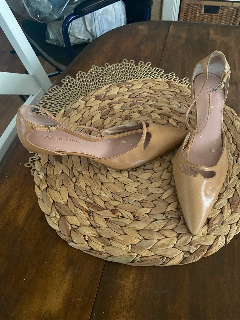 Anne Klein Nude/Tan Pointed-Toe Slingback Pumps